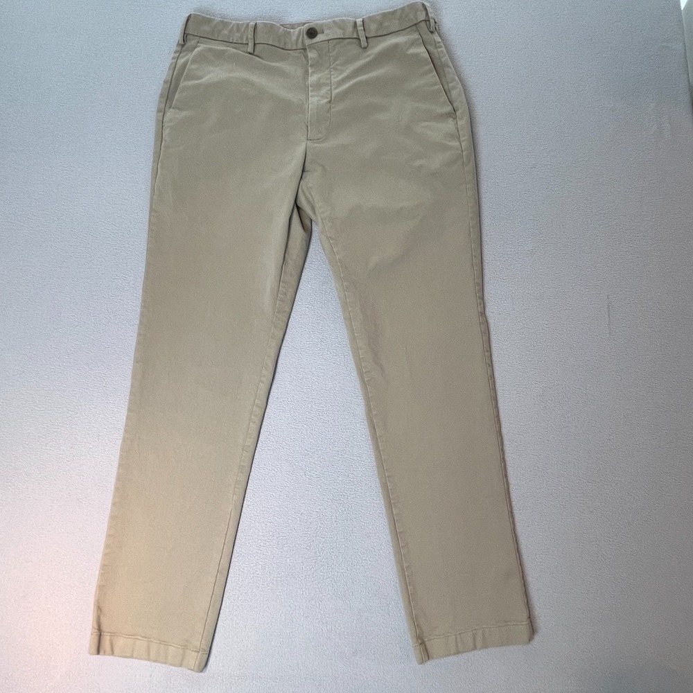 Uniqlo Mens Khaki Chino Pants 34x32 Slim Fit Stretch Preppy Business Casual